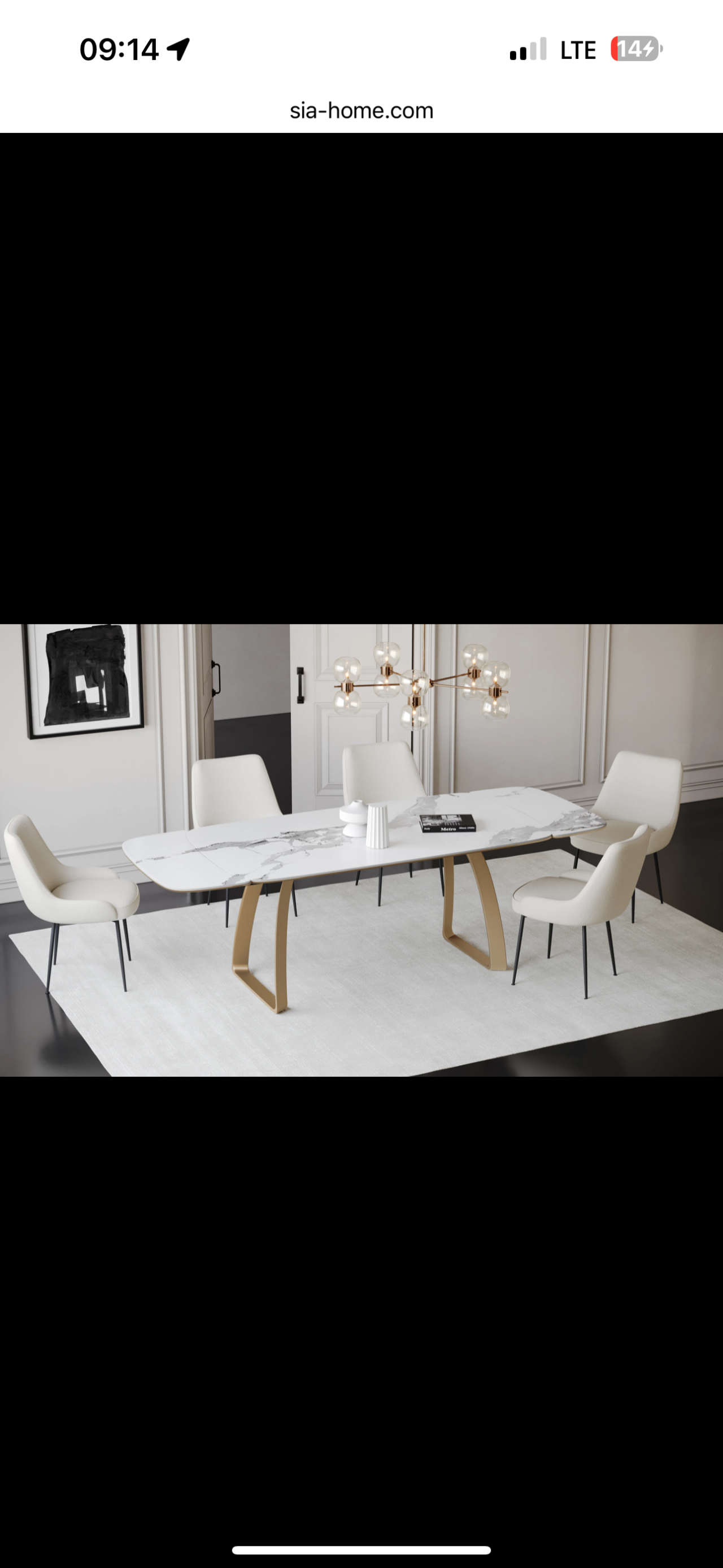 Table Extensible Dahlia Céramique Et Verre Trempé Pieds Dorés 160x90x76cm – Image 2