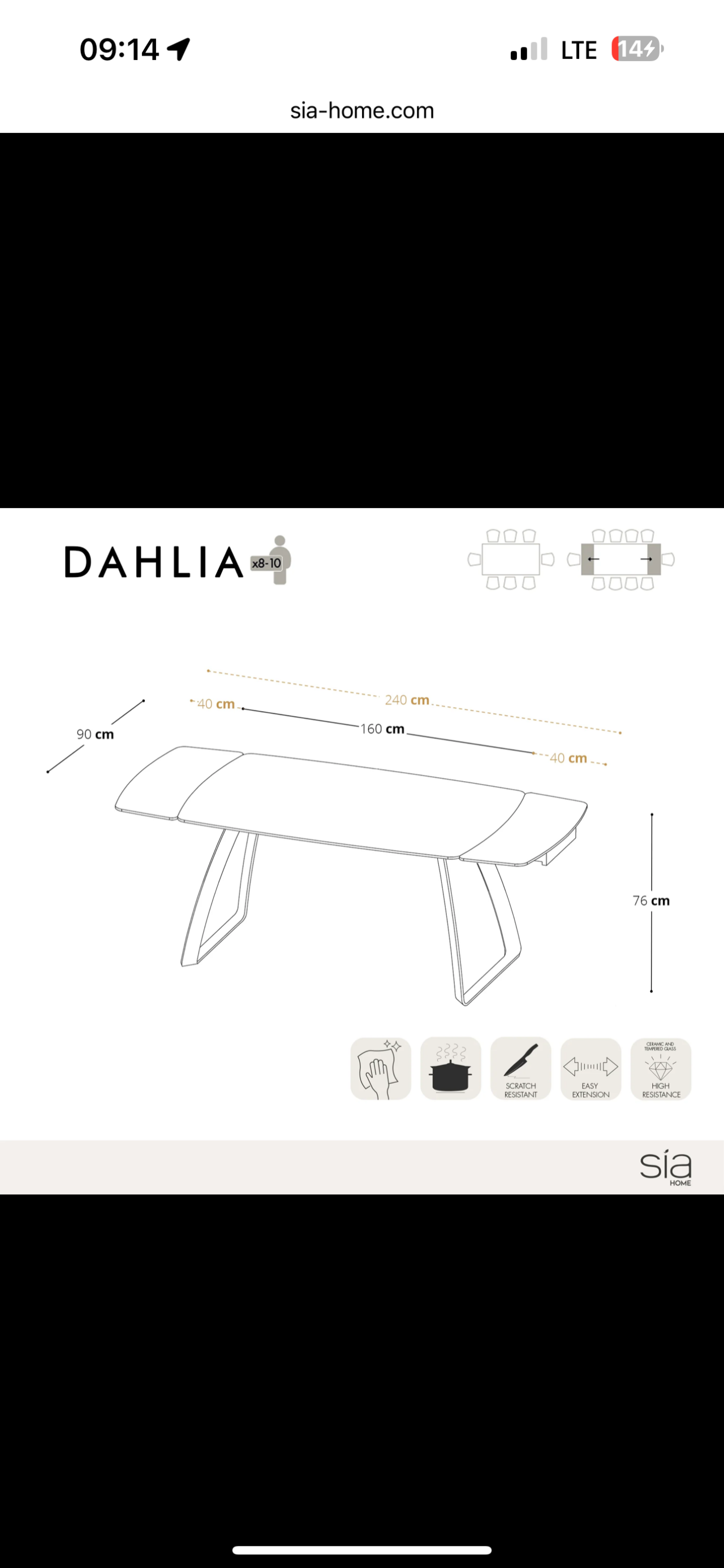 Table Extensible Dahlia Céramique Et Verre Trempé Pieds Dorés 160x90x76cm – Image 5