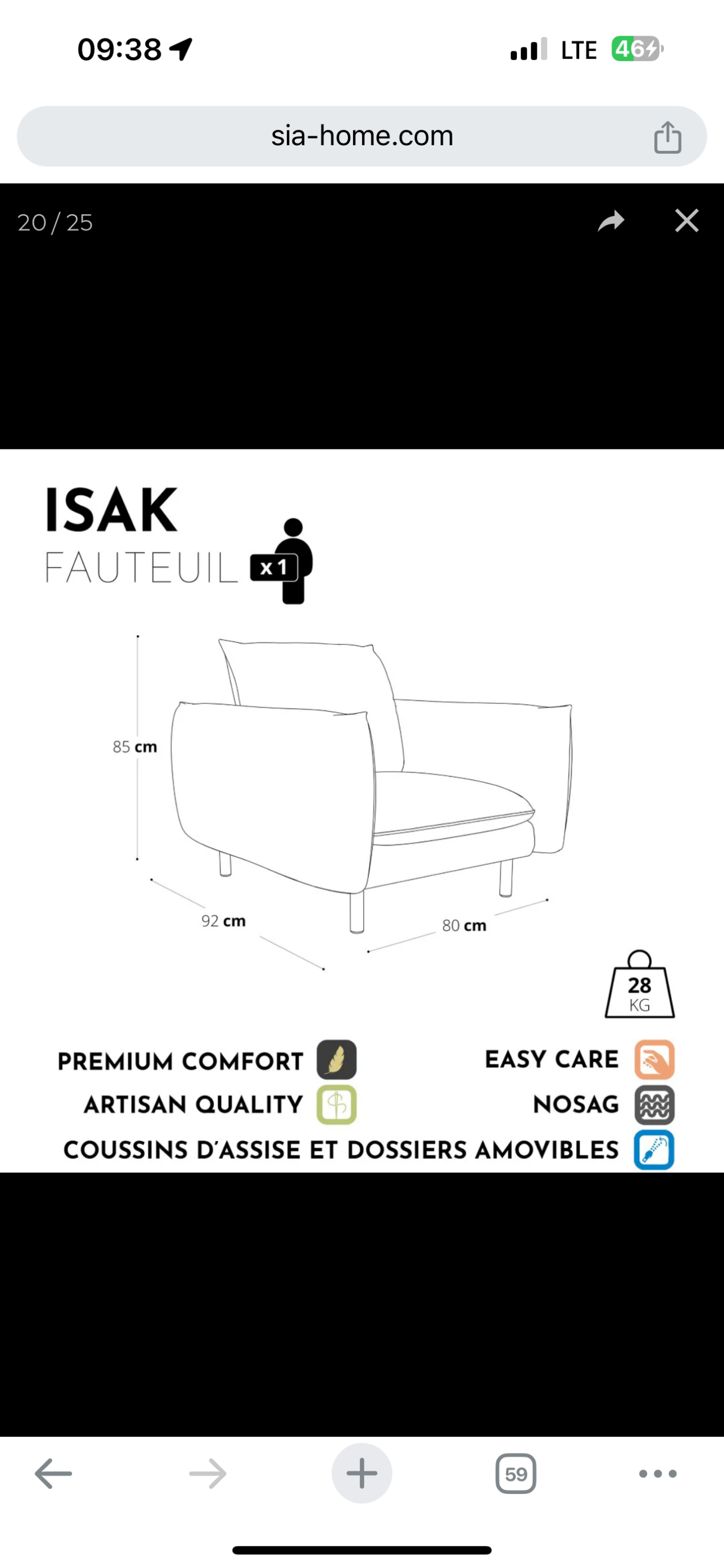 Fauteuil ISAK Velours – Image 3