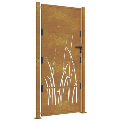 vidaXL Portail de jardin 105x205 cm acier corten conception d'herbe 153177 – Image 2