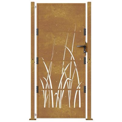 vidaXL Portail de jardin 105x205 cm acier corten conception d'herbe 153177 – Image 4
