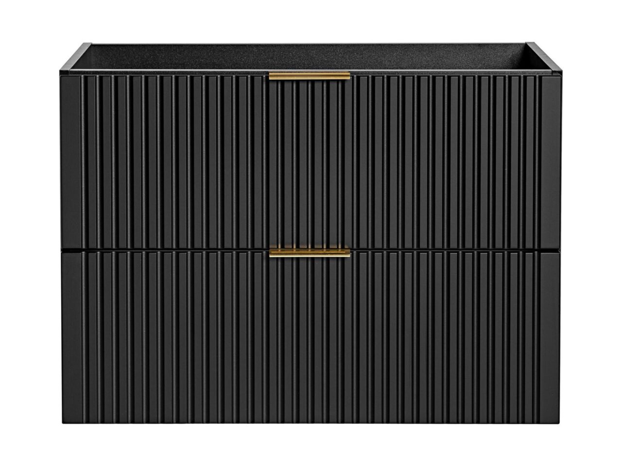 Meuble sous vasque suspendu strié - Noir - L80 cm - ZEVARA vente unique – Image 2