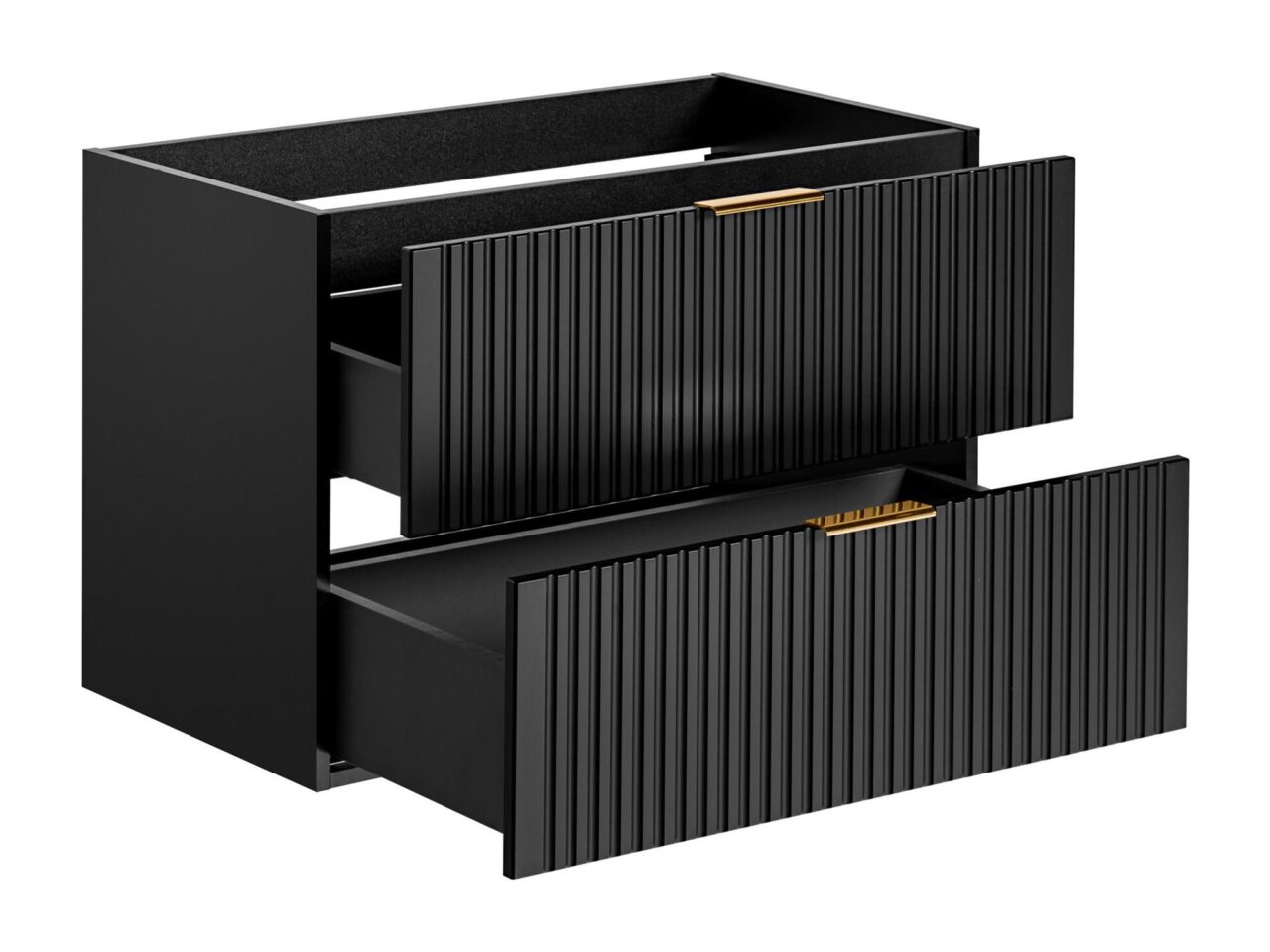 Meuble sous vasque suspendu strié - Noir - L80 cm - ZEVARA vente unique – Image 3