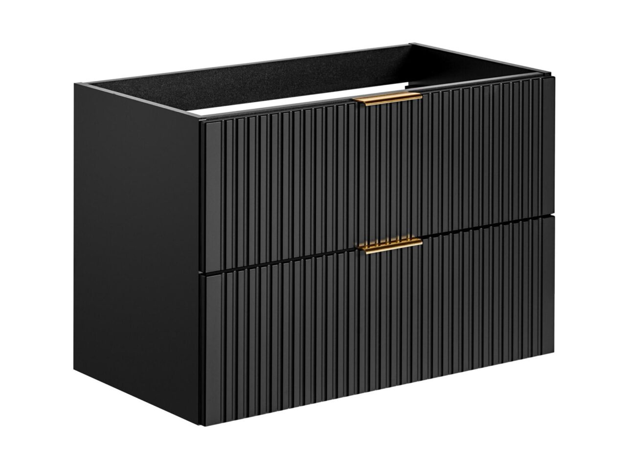 Meuble sous vasque suspendu strié - Noir - L80 cm - ZEVARA vente unique – Image 4