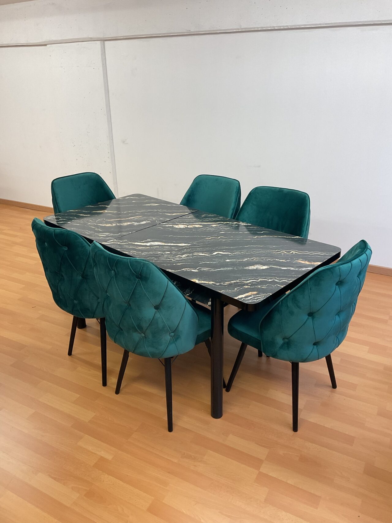SALLE À MANGER LEXUS 6 chaises en velours anti taches + table extensible – Image 27