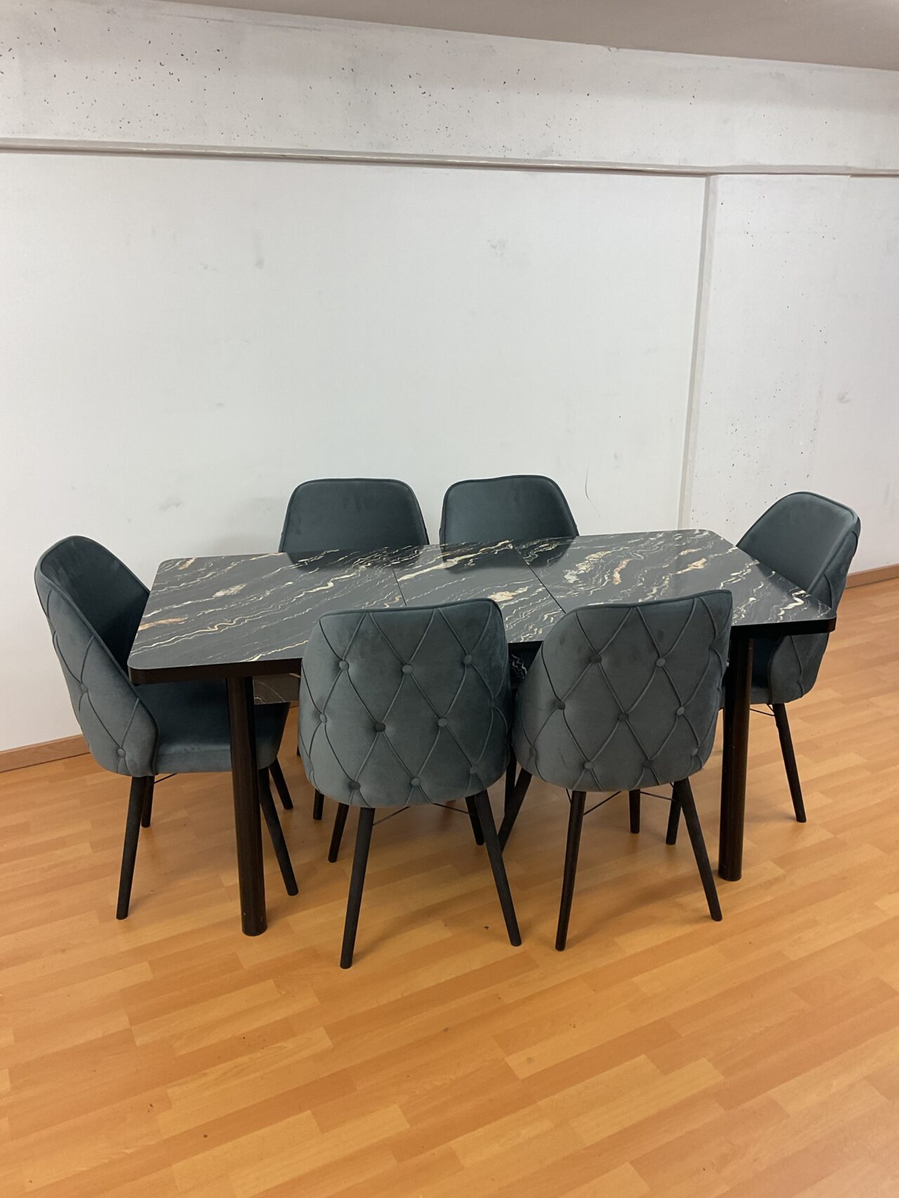 SALLE À MANGER LEXUS 6 chaises en velours anti taches + table extensible – Image 8