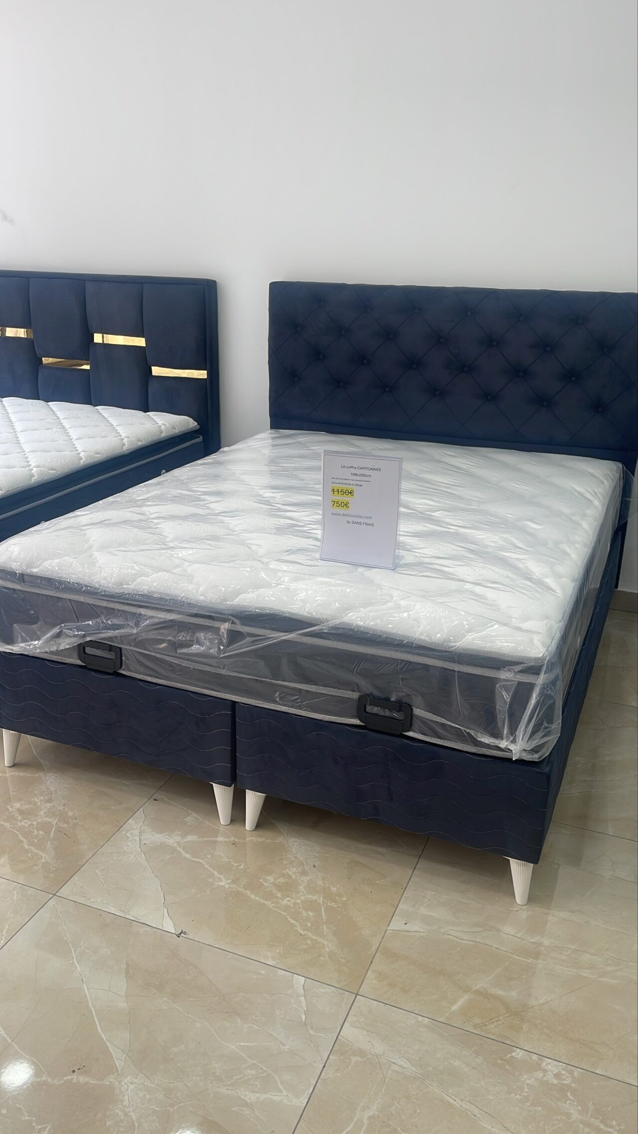 Matelas Serena Bleu roi 90x190cm ou 160x200cm