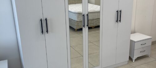 Armoire 6 portes 180x180x47cm en blanc ou chêne ou gris anthracite